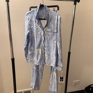 Roller Rabbit Light Blue & White floral vines Pajama Set size xs